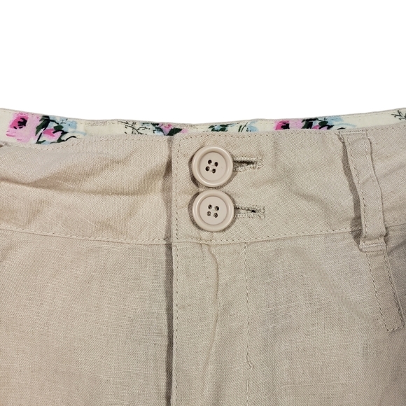 Papaya Tan Beige 100% Linen Shorts Size Large Cuffed Lightweight Breathable - Picture 4 of 13
